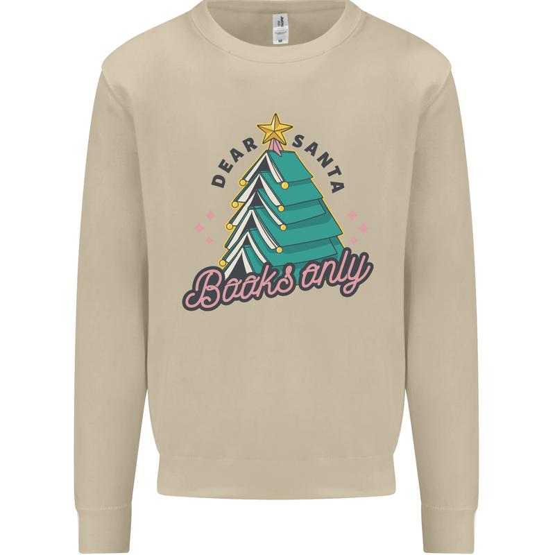 Books Only Christmas Tree Funny Bookworm Mens Sweatshirt Jumper Sand