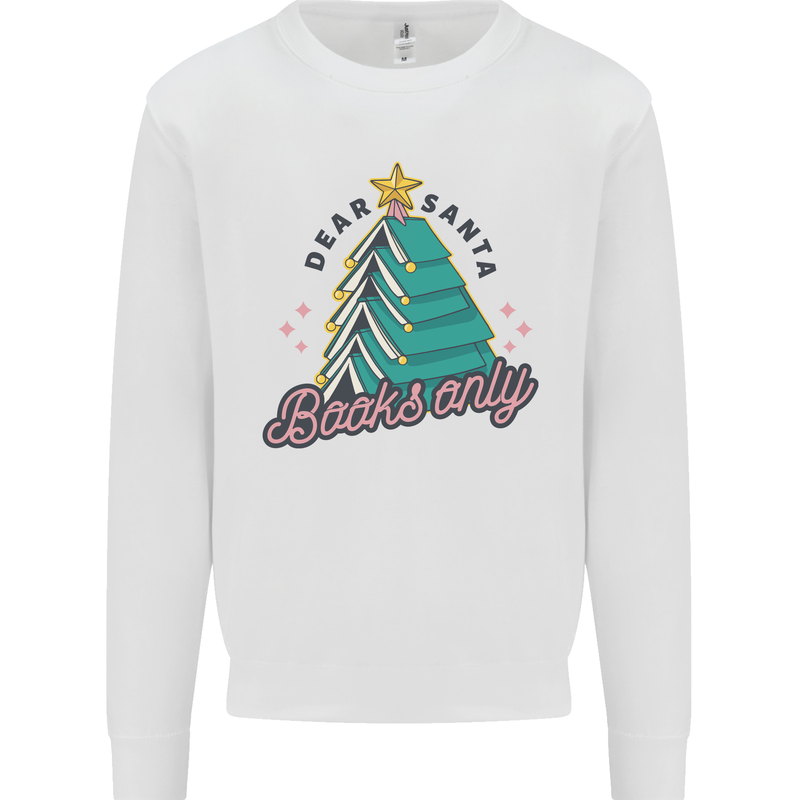Books Only Christmas Tree Funny Bookworm Mens Sweatshirt Jumper White