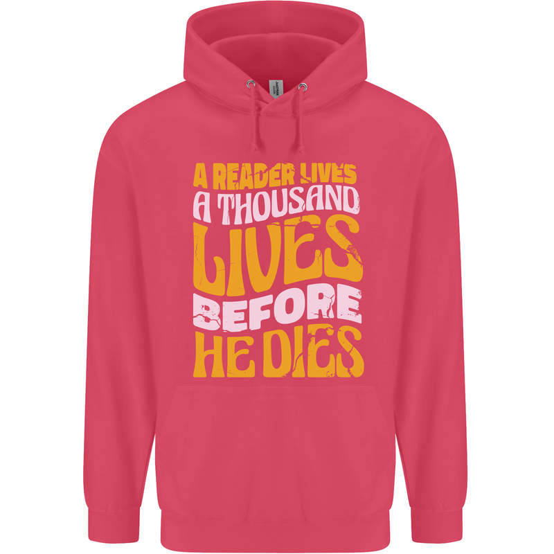 Bookworm Reading a Reader Dies Funny Childrens Kids Hoodie Heliconia