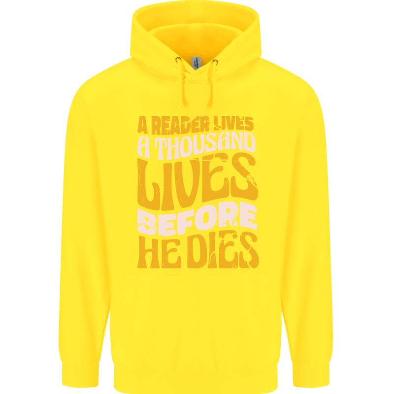 Bookworm Reading a Reader Dies Funny Childrens Kids Hoodie Yellow