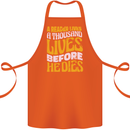 Bookworm Reading a Reader Dies Funny Cotton Apron 100% Organic Orange