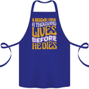 Bookworm Reading a Reader Dies Funny Cotton Apron 100% Organic Royal Blue