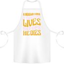 Bookworm Reading a Reader Dies Funny Cotton Apron 100% Organic White
