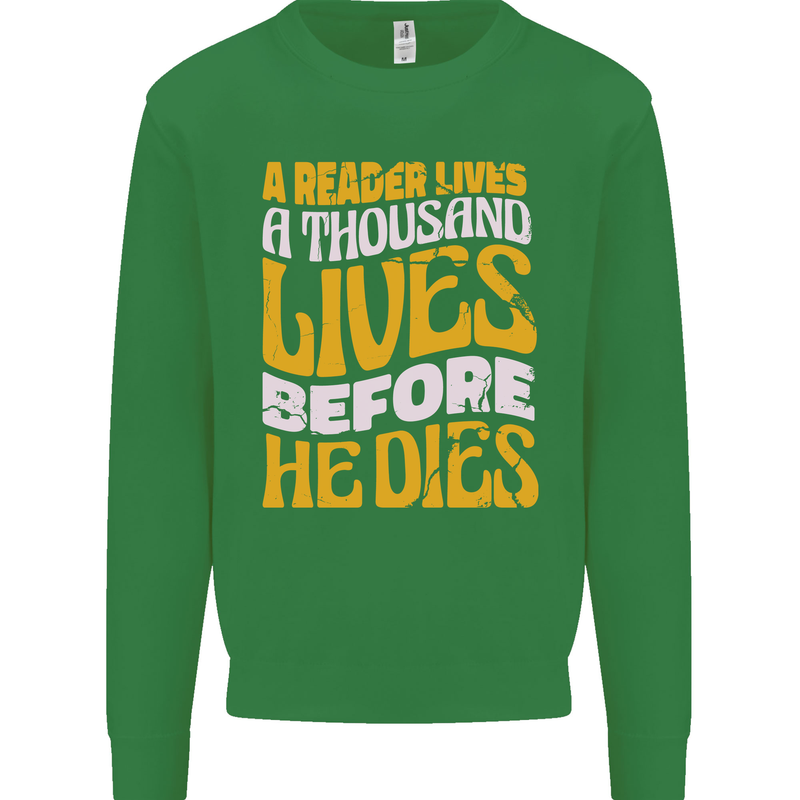 Bookworm Reading a Reader Dies Funny Kids Sweatshirt Jumper Irish Green