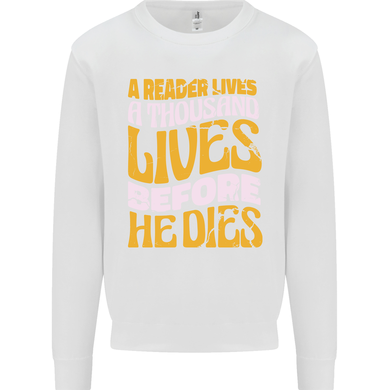 Bookworm Reading a Reader Dies Funny Kids Sweatshirt Jumper White