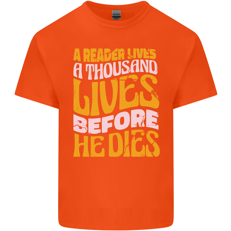 Bookworm Reading a Reader Dies Funny Kids T-Shirt Childrens Orange