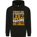 Bookworm Reading a Reader Dies Funny Mens 80% Cotton Hoodie Black