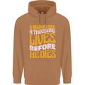 Bookworm Reading a Reader Dies Funny Mens 80% Cotton Hoodie Caramel Latte
