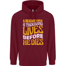 Bookworm Reading a Reader Dies Funny Mens 80% Cotton Hoodie Maroon