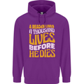 Bookworm Reading a Reader Dies Funny Mens 80% Cotton Hoodie Purple
