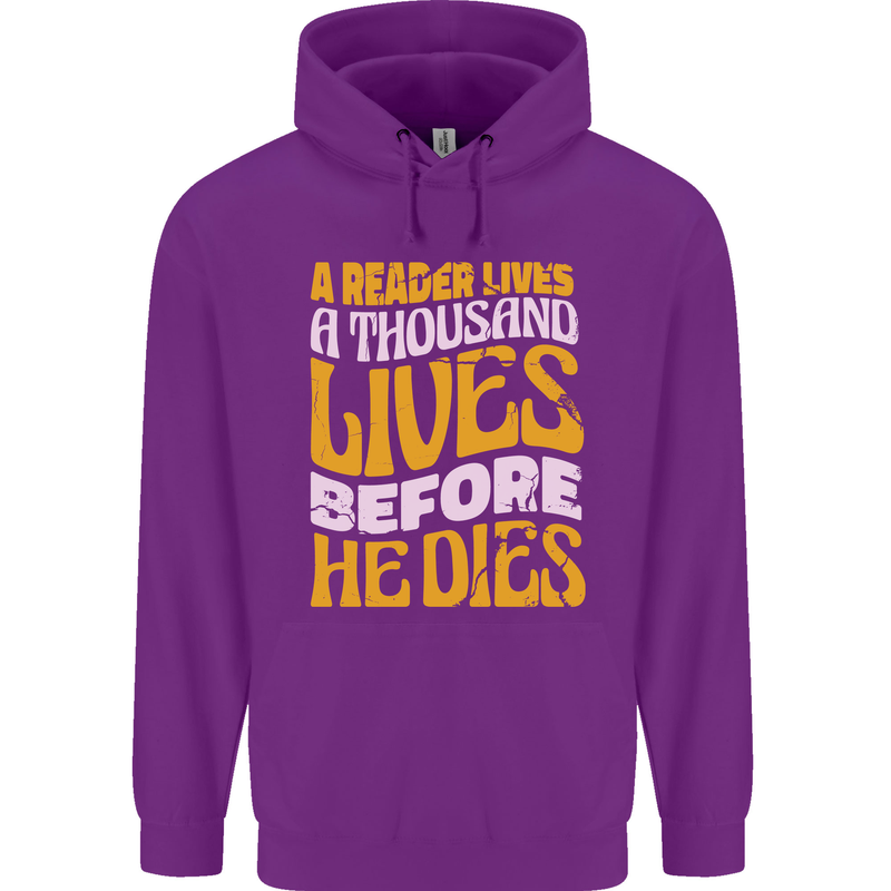 Bookworm Reading a Reader Dies Funny Mens 80% Cotton Hoodie Purple