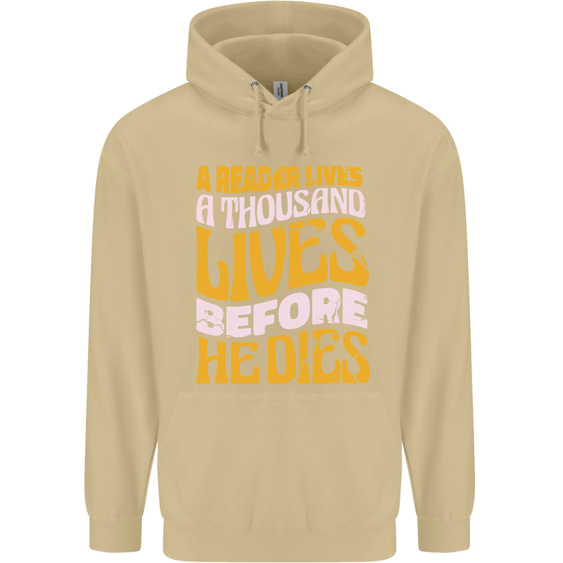 Bookworm Reading a Reader Dies Funny Mens 80% Cotton Hoodie Sand