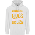 Bookworm Reading a Reader Dies Funny Mens 80% Cotton Hoodie White