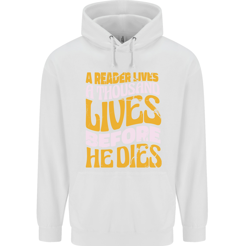 Bookworm Reading a Reader Dies Funny Mens 80% Cotton Hoodie White