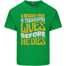 Bookworm Reading a Reader Dies Funny Mens Cotton T-Shirt Tee Top Irish Green