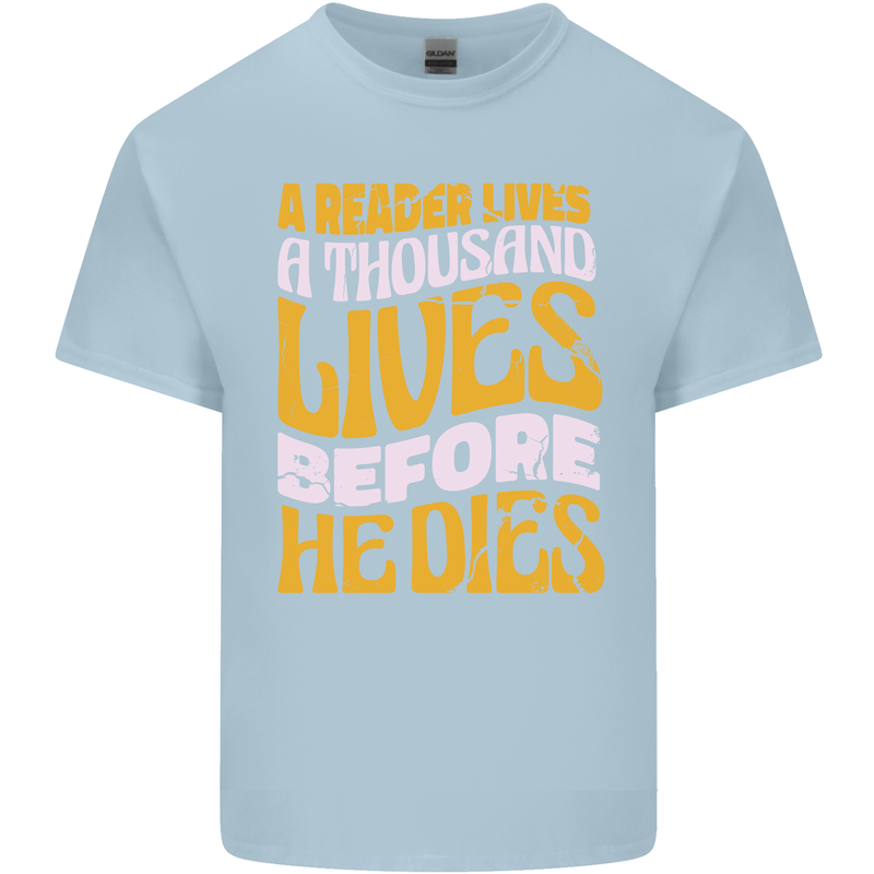 Bookworm Reading a Reader Dies Funny Mens Cotton T-Shirt Tee Top Light Blue