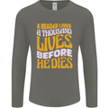 Bookworm Reading a Reader Dies Funny Mens Long Sleeve T-Shirt Charcoal