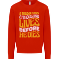 Bookworm Reading a Reader Dies Funny Mens Sweatshirt Jumper Bright Red