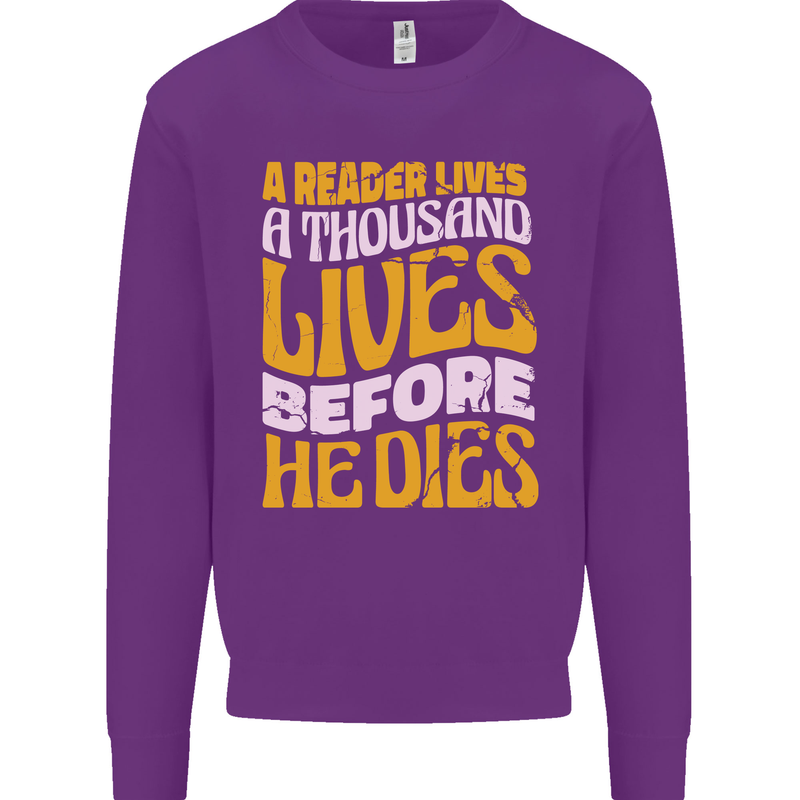 Bookworm Reading a Reader Dies Funny Mens Sweatshirt Jumper Purple