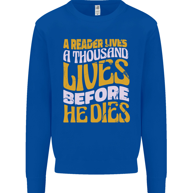 Bookworm Reading a Reader Dies Funny Mens Sweatshirt Jumper Royal Blue