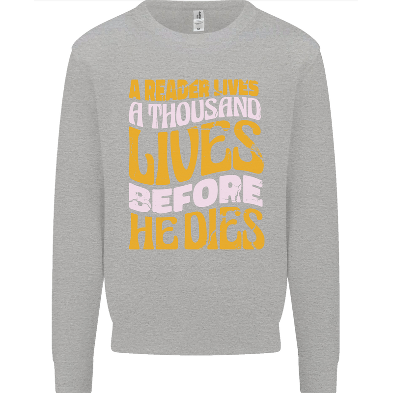 Bookworm Reading a Reader Dies Funny Mens Sweatshirt Jumper Sports Grey