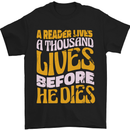 Bookworm Reading a Reader Dies Funny Mens T-Shirt Cotton Gildan Black