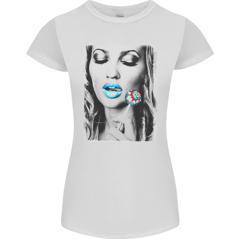 Boom Lolly Pop Chick Womens Petite Cut T-Shirt White