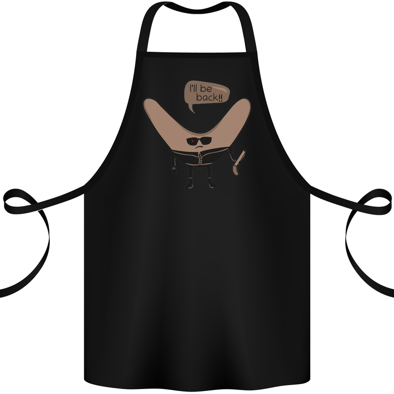 Boomerang Ill Be Back Funny Movie Parody Cotton Apron 100% Organic Black