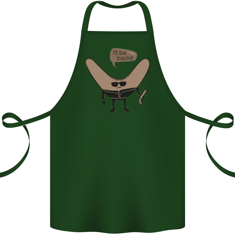 Boomerang Ill Be Back Funny Movie Parody Cotton Apron 100% Organic Forest Green