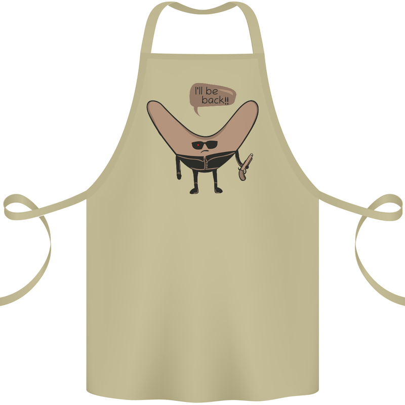 Boomerang Ill Be Back Funny Movie Parody Cotton Apron 100% Organic Khaki