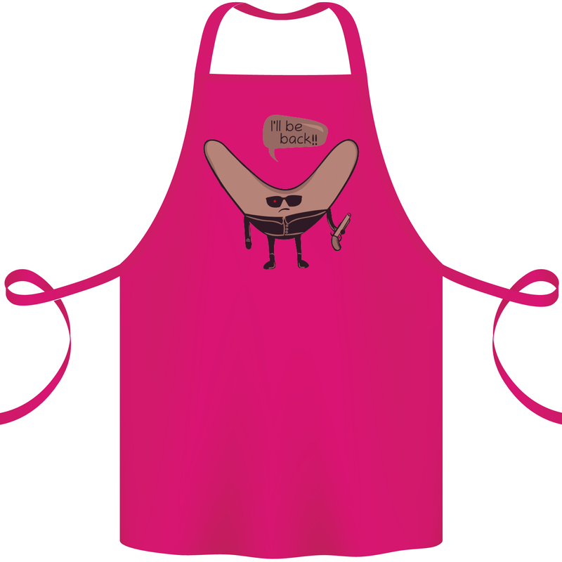 Boomerang Ill Be Back Funny Movie Parody Cotton Apron 100% Organic Pink
