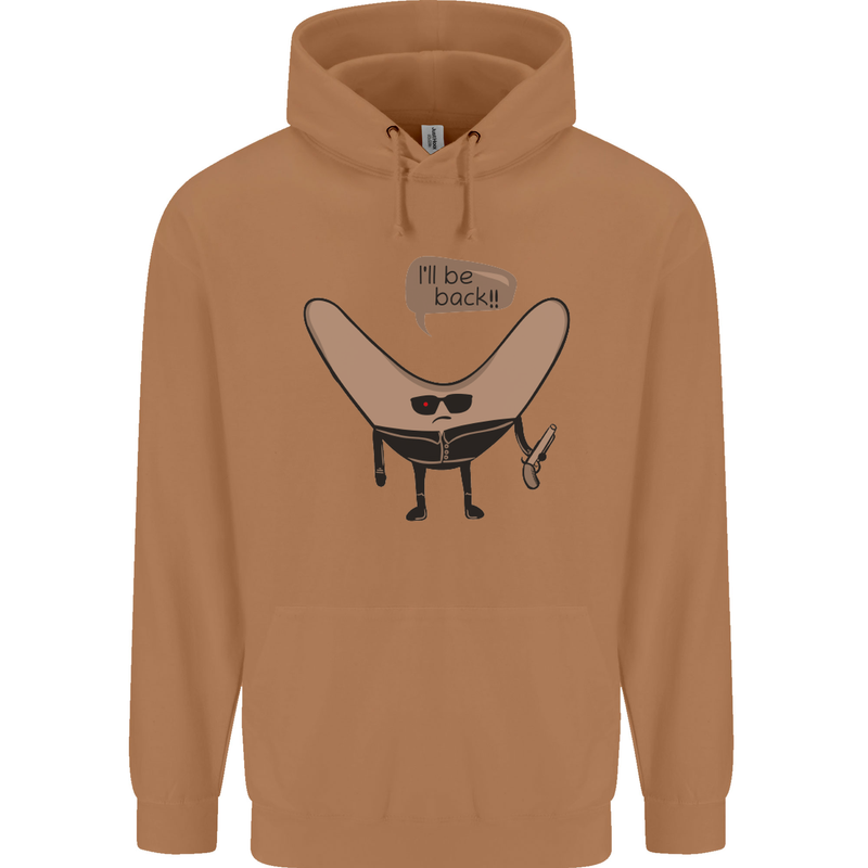 Boomerang Ill Be Back Funny Movie Parody Mens 80% Cotton Hoodie Caramel Latte
