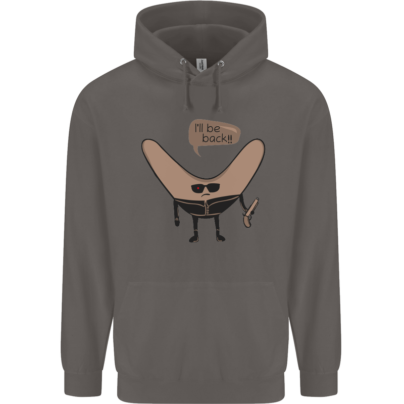 Boomerang Ill Be Back Funny Movie Parody Mens 80% Cotton Hoodie Charcoal