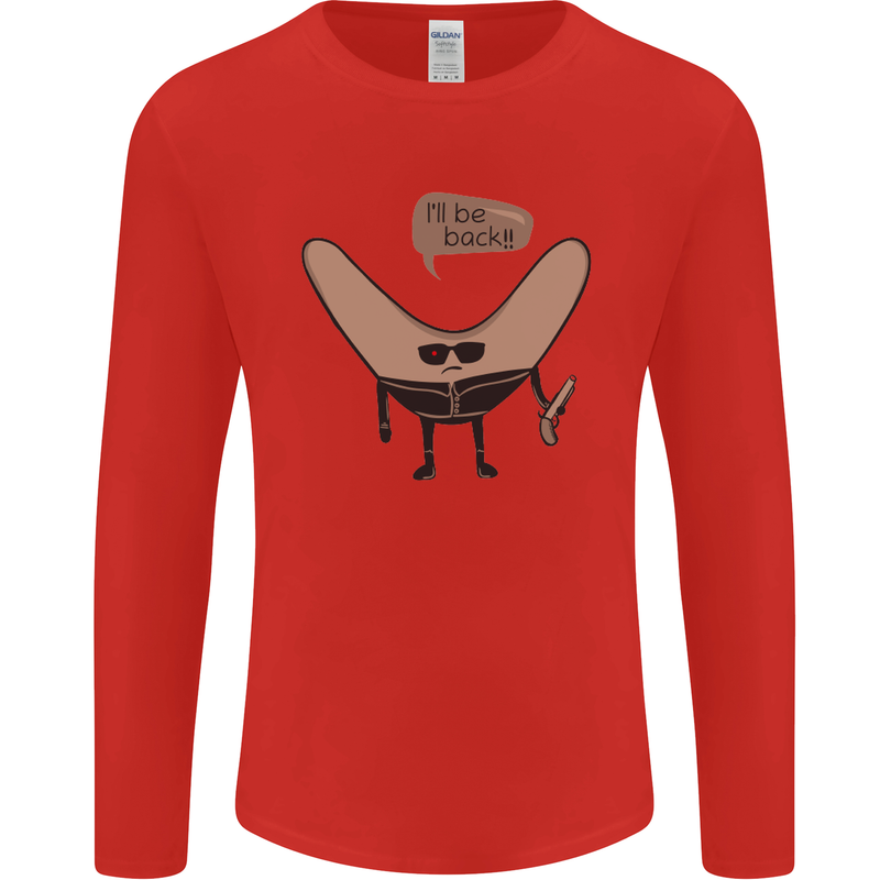Boomerang Ill Be Back Funny Movie Parody Mens Long Sleeve T-Shirt Red