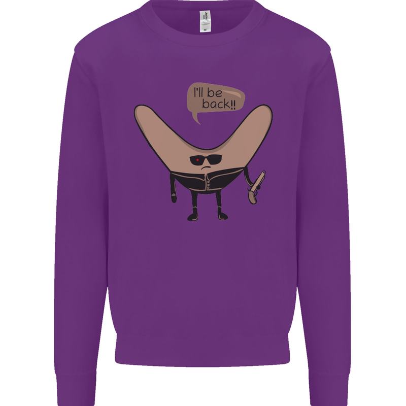 Boomerang Ill Be Back Funny Movie Parody Mens Sweatshirt Jumper Purple
