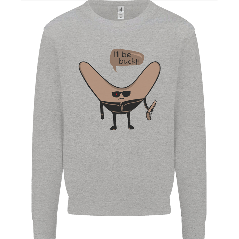 Boomerang Ill Be Back Funny Movie Parody Mens Sweatshirt Jumper Sports Grey