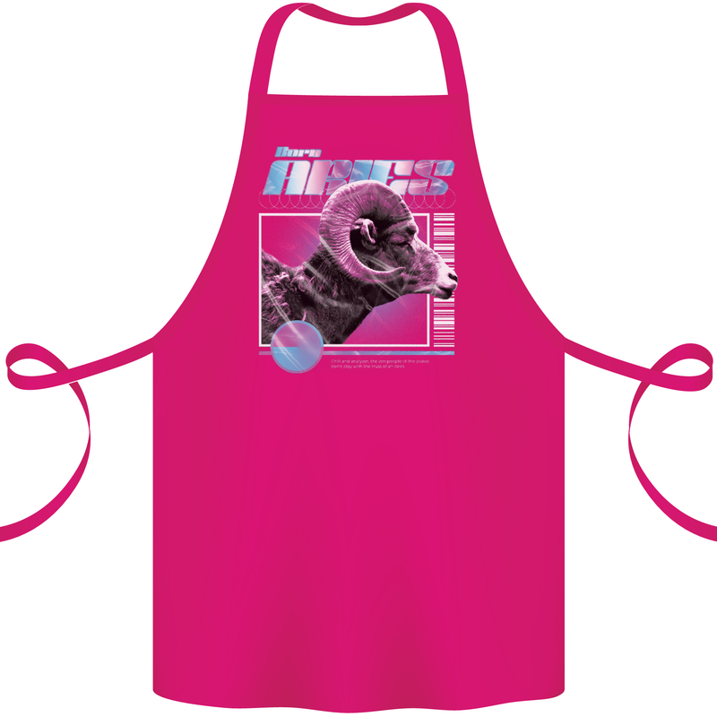 Born Aries Birthday Star Sign Cotton Apron 100% Organic Pink
