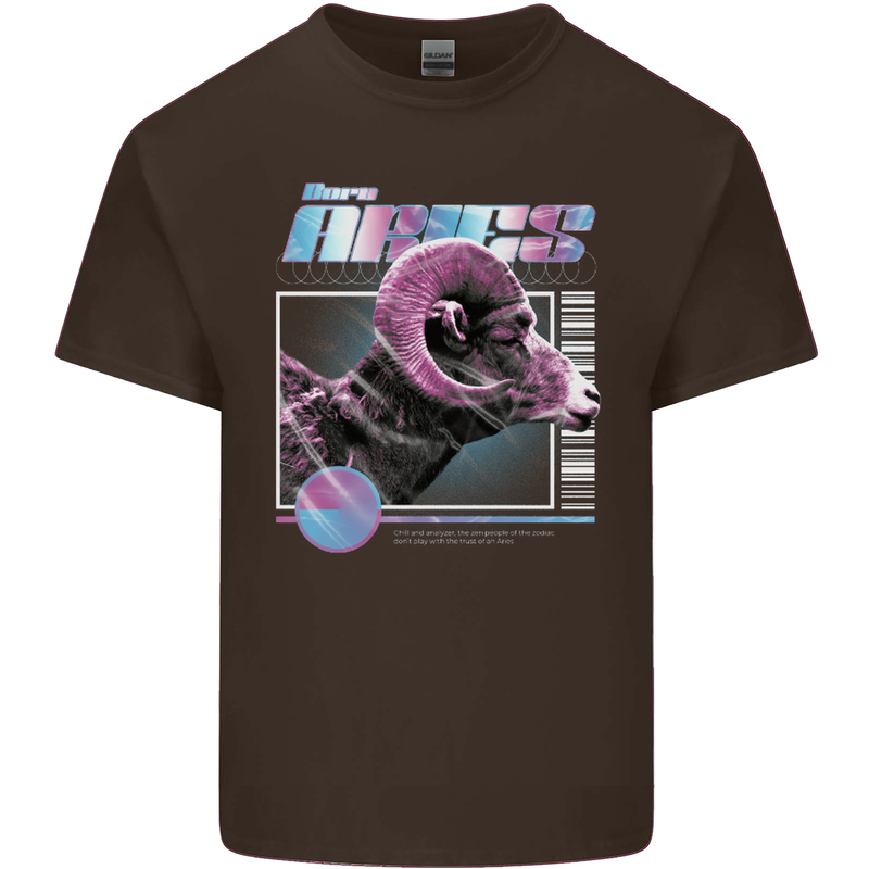 Born Aries Birthday Star Sign Mens Cotton T-Shirt Tee Top Dark Chocolate