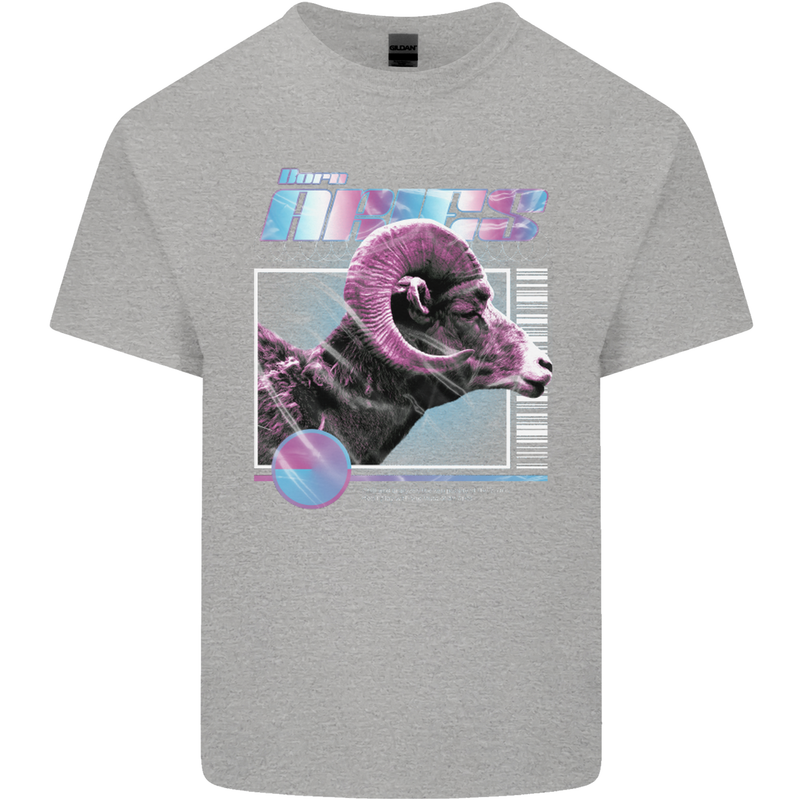 Born Aries Birthday Star Sign Mens Cotton T-Shirt Tee Top Sports Grey