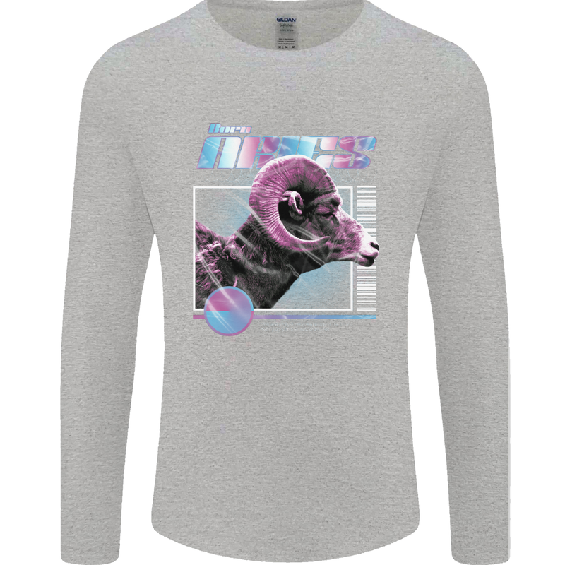 Born Aries Birthday Star Sign Mens Long Sleeve T-Shirt Sports Grey