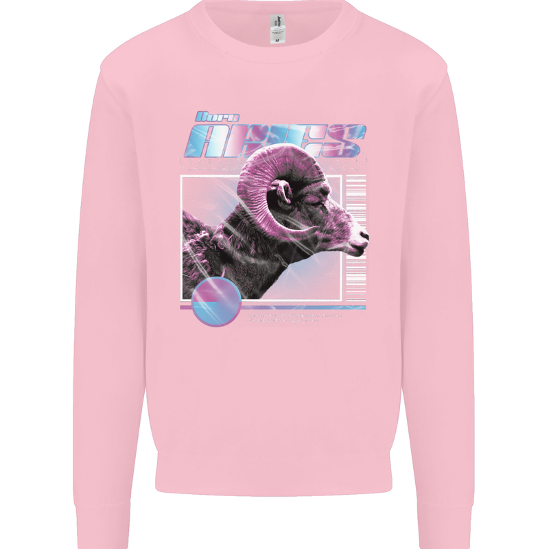 Born Aries Birthday Star Sign Mens Sweatshirt Jumper Light Pink