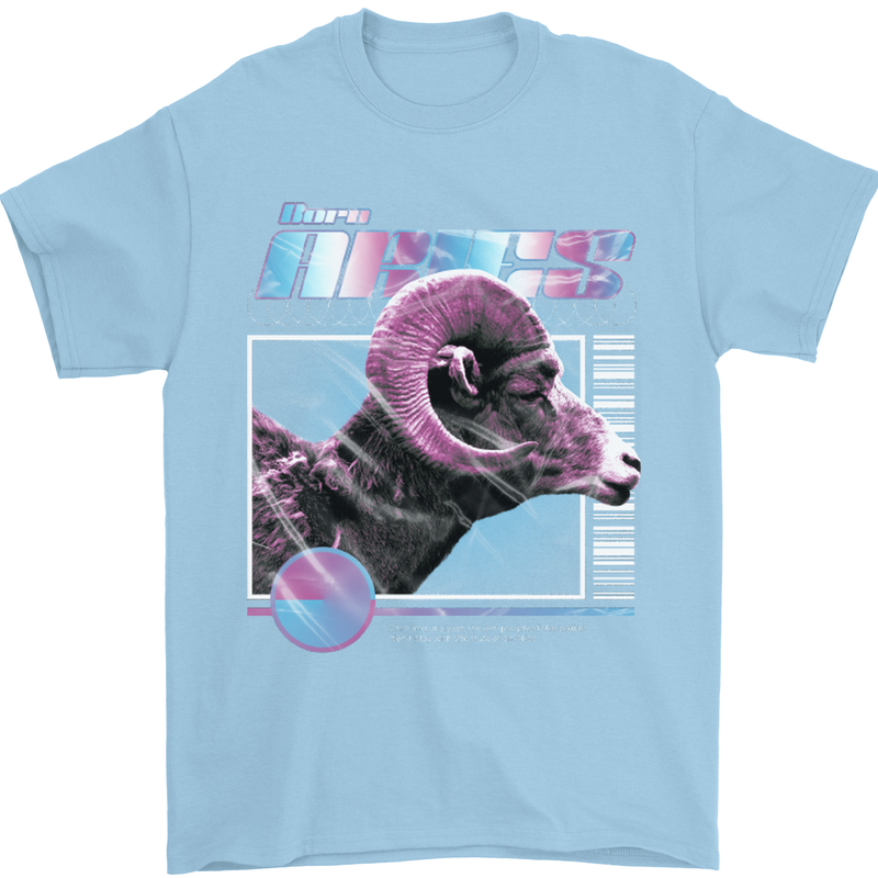 Born Aries Birthday Star Sign Mens T-Shirt 100% Cotton Light Blue