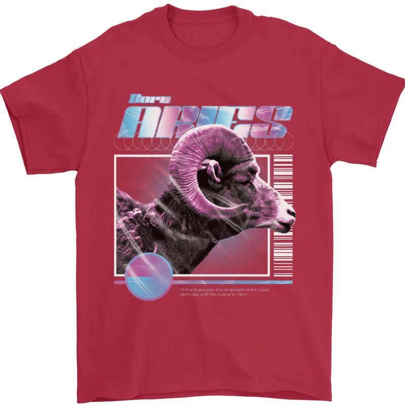 Born Aries Birthday Star Sign Mens T-Shirt 100% Cotton Red