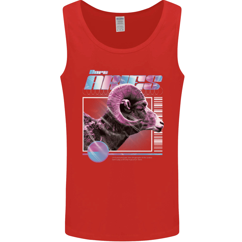 Born Aries Birthday Star Sign Mens Vest Tank Top Red