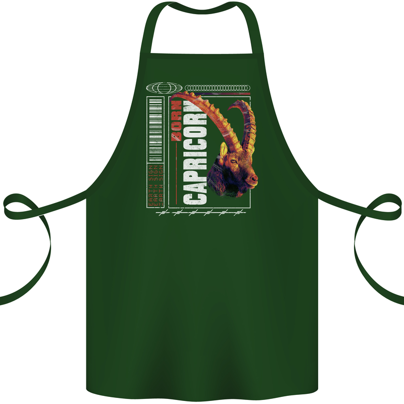 Born Capricorn Birthday Star Sign Cotton Apron 100% Organic Forest Green