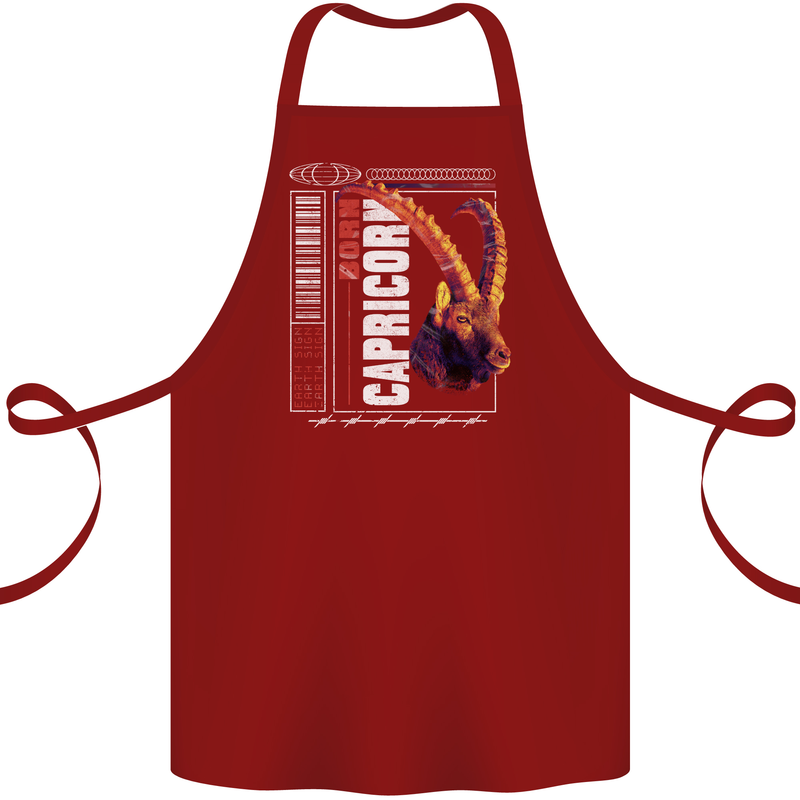 Born Capricorn Birthday Star Sign Cotton Apron 100% Organic Maroon