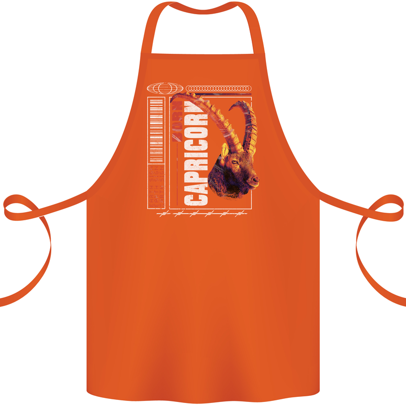 Born Capricorn Birthday Star Sign Cotton Apron 100% Organic Orange