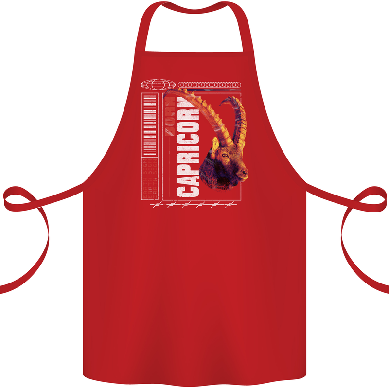 Born Capricorn Birthday Star Sign Cotton Apron 100% Organic Red