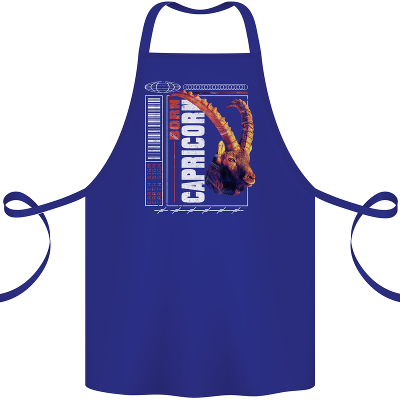 Born Capricorn Birthday Star Sign Cotton Apron 100% Organic Royal Blue