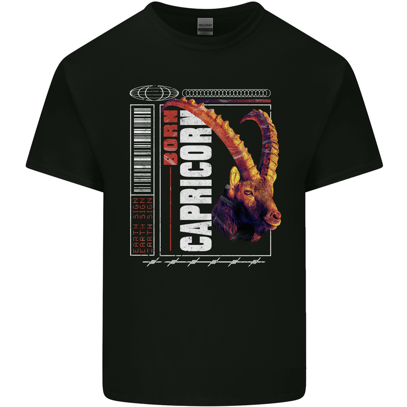 Born Capricorn Birthday Star Sign Kids T-Shirt Childrens Black